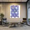 Large Framed Corporate Office Decor Wall Art Canvas 40x60 Inch - William Morris - Blue Pattern White
